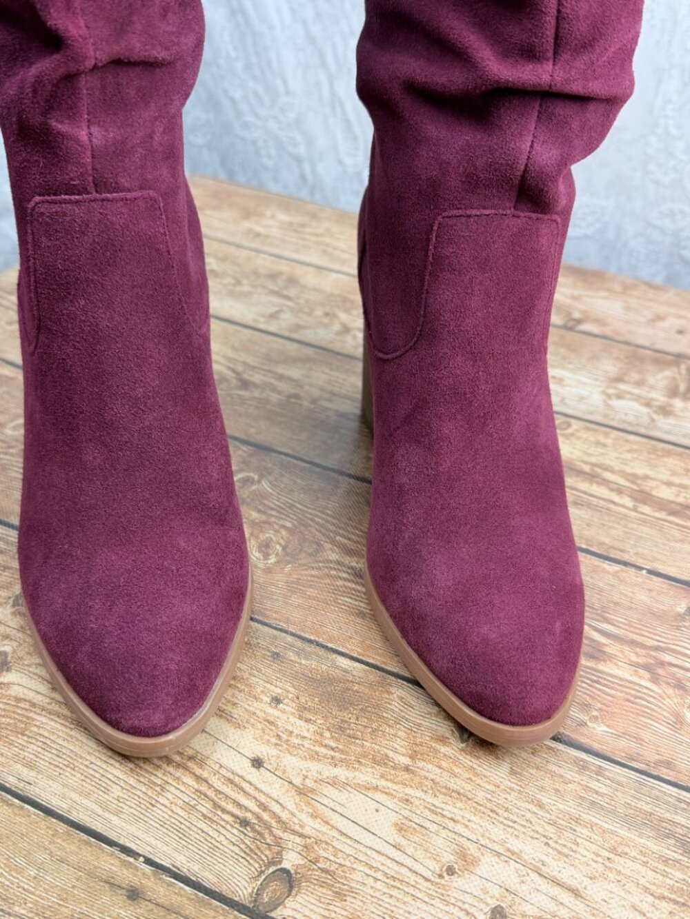 Nine West Burgundy Slouch Tall Heeled Boots Size 9 Title: Nine West Women's - Picture 5 of 12